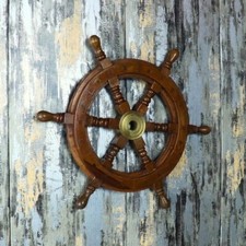 RAD WANDDEKO BOOT SCHIFFE MEER ANTIK MESSING GESCHENK PIRAT LENKUNG 24 ZOLL V...