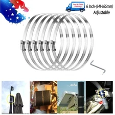 6pcs Adjustable Stainless Steel Hose Clamps Worm Gear Clamp Assortment 6 Inch US