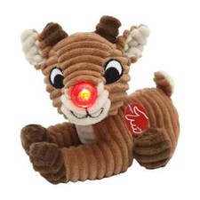 Dan Dee  RUDOLPH THE RED NOSED REINDEER 5" CORDEROY PLUSH  NOSE LIGHTS UP NWT