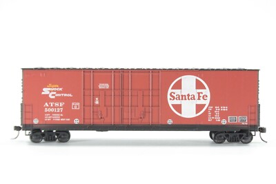 HO Roundhouse Santa Fe 50ft Hi-Cube Offset 2D PD Box Car #501127 +Kadee Xlnt Cnd