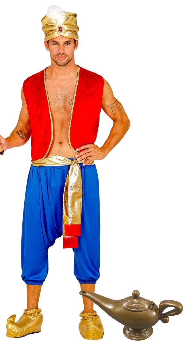 Mens Sultan Aladdin Adults Arabian Nights Genie Adult Party Fancy Dress  Costume