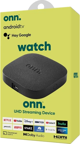 onn. Android TV UHD Streaming Box - Black