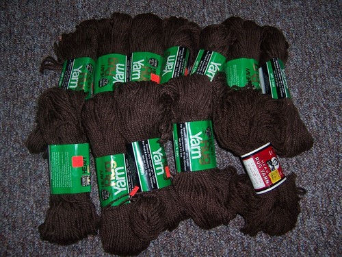 NEW OLD STOCK 12 SKEINS HEAVY BROWN RUG YARN TG&Y GOLDENT & AUNT LYDIA'S