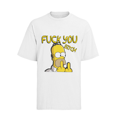 Funny Simpson Homer  Herren T-Shirt Bio-Baumwolle Fuck You Bitch Mittel Finger