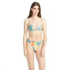 Volcom Women's Take It Easy V Neck Twist Crop Bikini Top Multicolor XS