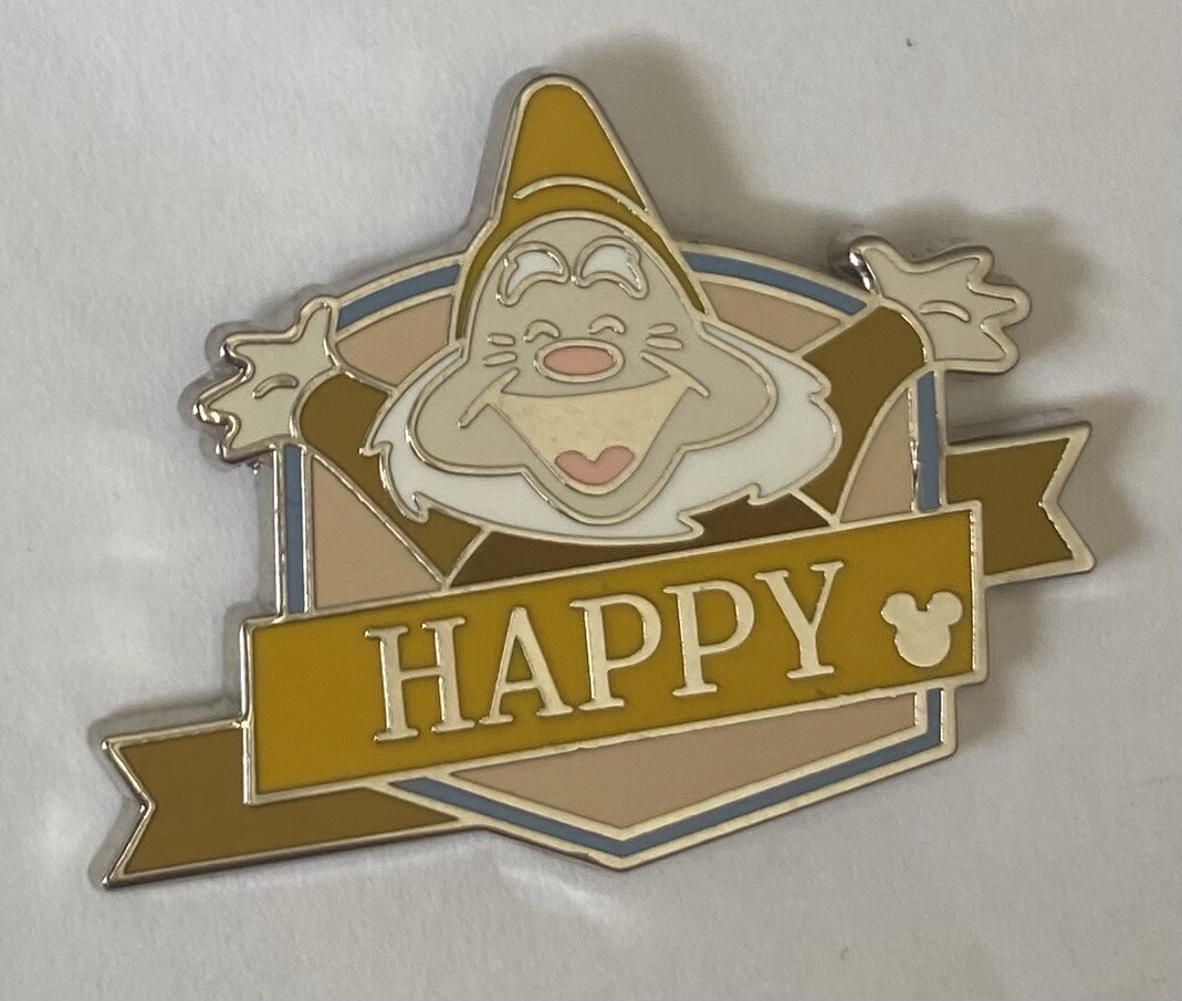Disney Parks Hidden Mickey Dwarf Happy Name Snow White Seven Dwarves Trading Pin