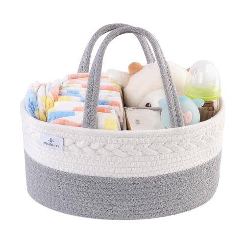Diaper Caddy Organizer, Cotton Rope Diaper Caddy Basket, Woven Diaper Caddy