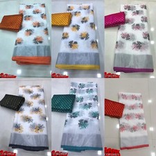 Women's Chanderi cotton Saree with Separate Blouse Piece