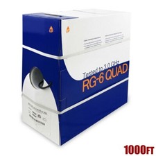 1000FT RG6 RG/6 Quad Shielded Satellite TV Bulk Coaxial Coax Cable Black
