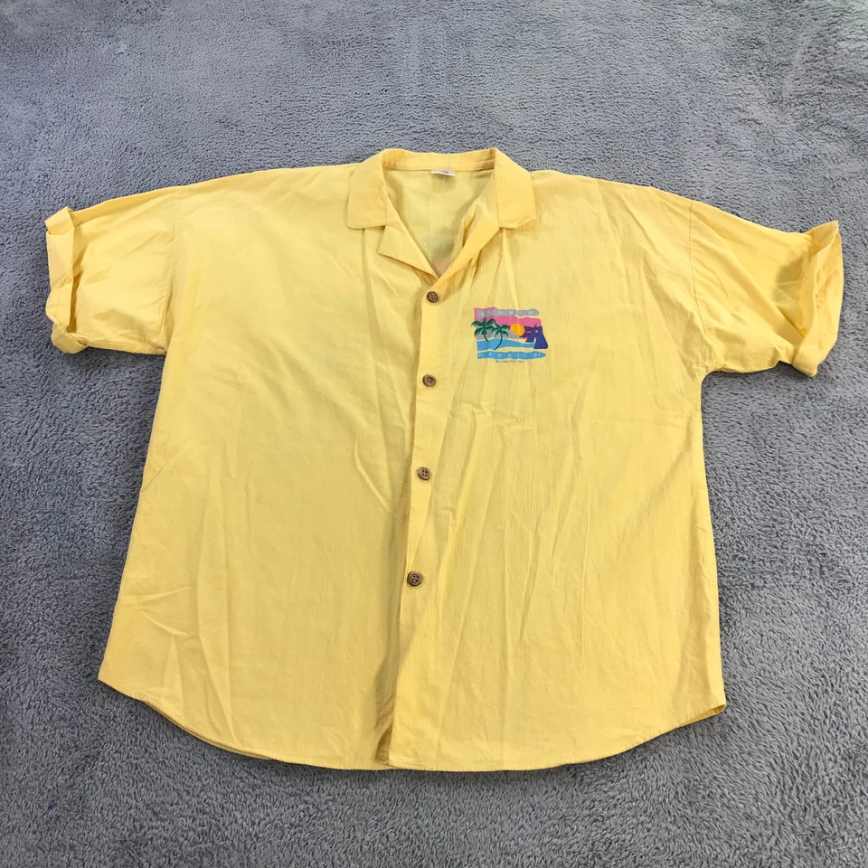 复古疯狂衬衫夏威夷衬衫男式特大号纽扣营地 87S 80S 90S — 第 2/4 张图片