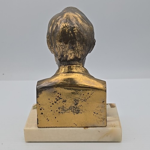 Vintage Abraham Lincoln Bronze/Metal Bust Statue Figure on White Onyx Base - Picture 2 of 3
