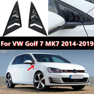 2X Carbon Fiber Window Louver Front Side Vent Cover For VW Golf 7 MK7 2014-2017