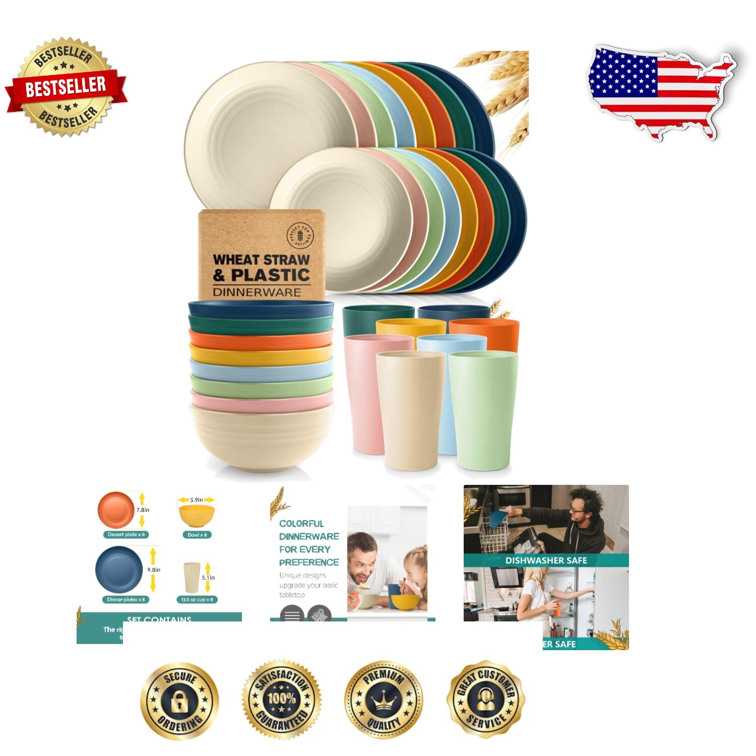 32-Piece Rainbow Plastic Serving Set - Perfect for Parties and Everyday Meals