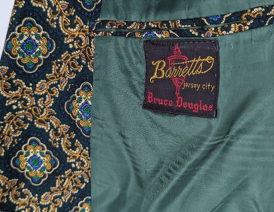 Chaqueta Blazer Vintage Años 60 Bruce Douglas Mod Op Art Paisley Dandy 42" Correas NJ Foto 4 de 4