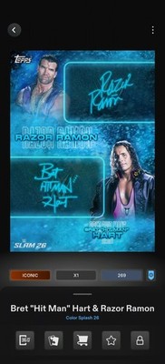 Topps WWE SLAM *DIGITAL* Color Splash Blue Dual Sig - Bret Hart & Razor Ramon