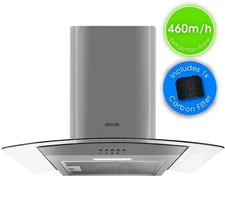 Abode Glass Cooker Hood 60cm Curved Stainless Steel with 3 Speeds AGCH6031SS