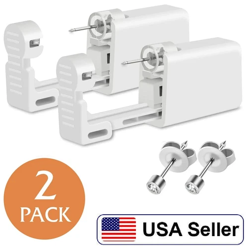 2Pcs Safety Ear Piercing Kit Disposable Self Nose Piercing Gun with Ear Stud US - product listing photo