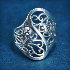 Size 8, vintage Sterling silver handmade ring, 925 filigree band