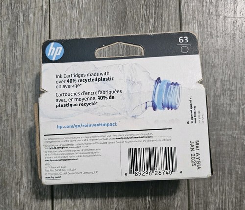 HP - 63 czarny standardowy wkład atramentowy F6U62AN - fabrycznie nowy zapieczętowany - exp. sty 2025 - Zdjęcie 2 z 4