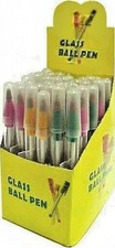 GLASS TUBE PEN   ASSORTED COLORS   36CT DISPLAY BOX 3ct Pack 