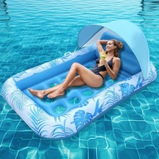  2025 New Upgraded Pool Floats Adult - Inflatable Pool Float with Canopy, Po...