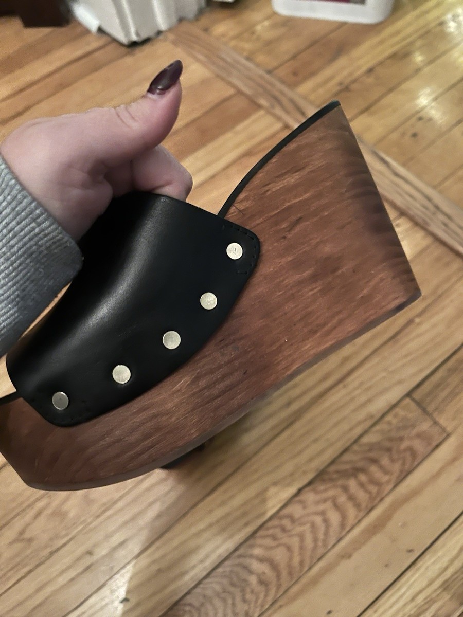 新品ZARAリアルレザースタッズウッドサンダル黒４０ 26cmUK7 Zara shoes, Wedges, leather- black, studded size 7.5 sandals | eBay