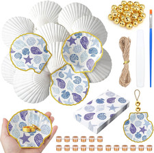 12 Pcs Large Scallop Pre-Drilled Shells for Crafts 4''-5'' Shells with 24 Pcs Pa
