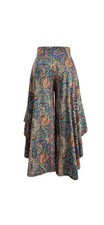 Vintage Boho Paisley Print Wide Leg Palazzo Pants High Waist Flowy Bell Bottom