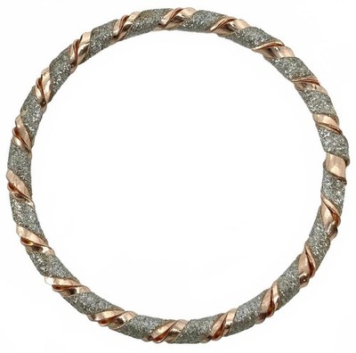 Vintage Copper Tone Glitter Resin Twist Bangle Bracelet Rose Gold Silver Disco