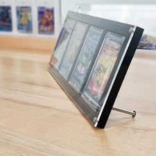 Trading Card Display Case 4 TCG Acrylic & Black Sport Baseball Frame + 4 Holders