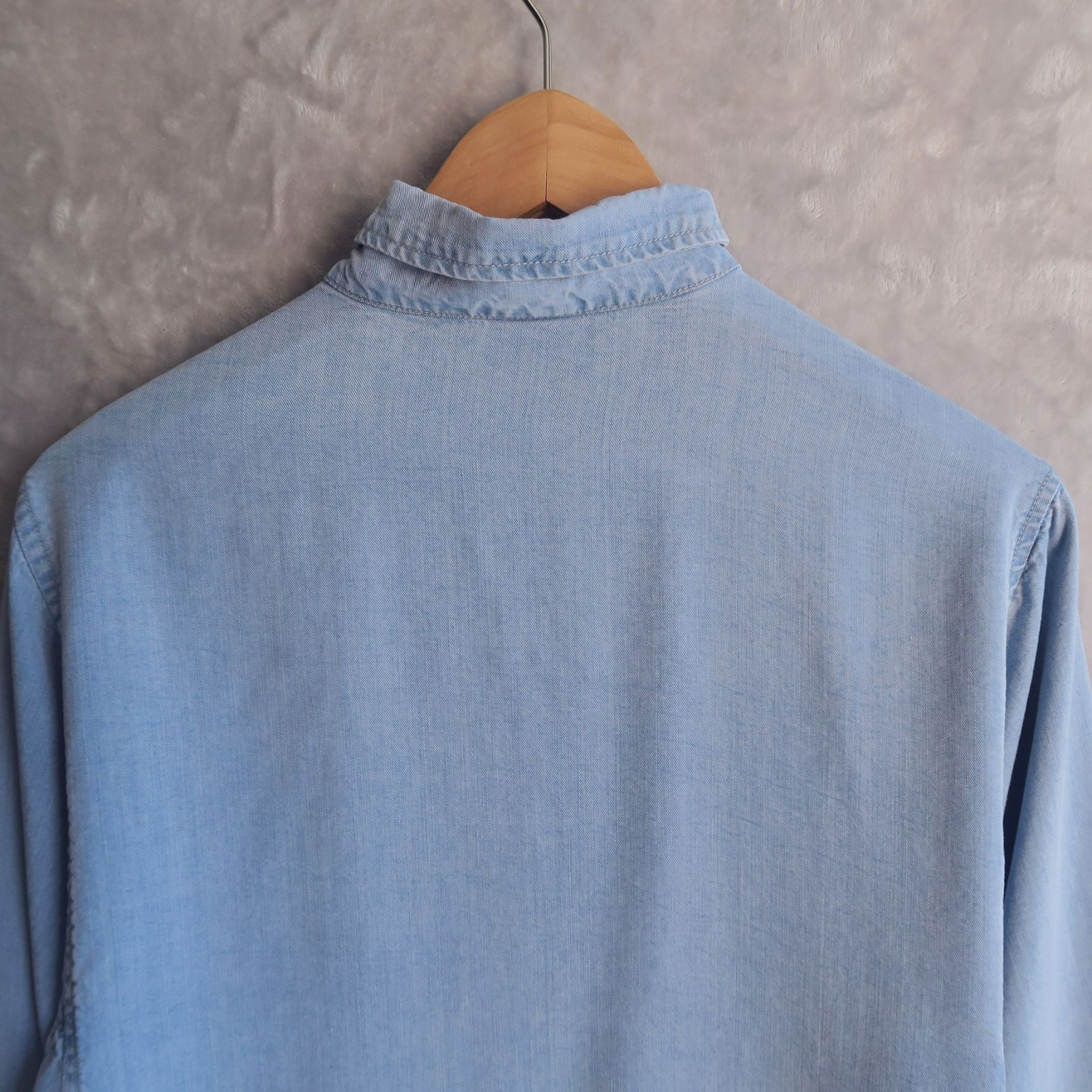 TOOFAN Blue Chambray Button Down Shacket Size M L… - image 7