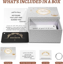 Ramadan Gifts, Islamic Decor 30 Daily Reminders Cards with Quranic Verses, Mu...