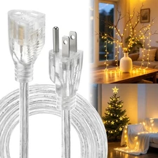 3 Prong Clear Extension Cord - 10 FT Male to Female Invisible Indoor Power Ca...