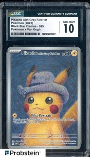 2023 Pokemon BSP x Van Gogh #085 Pikachu With Grey Felt Hat BSP CGC 10 GEM MINT
