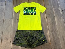 Champion gray basketball shorts with pockets and Greatness shirt set boys 10/12