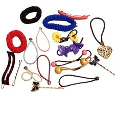 Vintage Girls Hair Accessories Lot Barrettes Bobby Pins Ponytail Holders Flowers