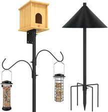 Bird House Pole 80 Inch Bird Feeder Pole with Squirrel Baffle and 2 Hooks - Heav
