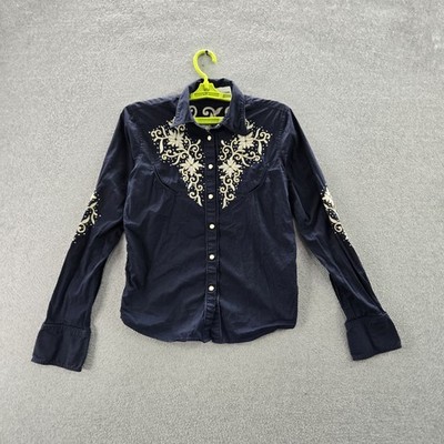 Denim Supply Ralph Lauren Women Button Up Shirt S Blue Floral