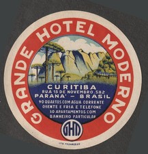 Hotel Moderno CURITIBA Brasil - vintage luggage label