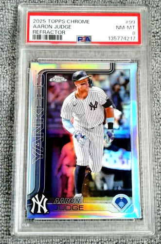2025 Topps Chrome - Aaron Judge #99 Refractor New York Yankees MVP  PSA 8