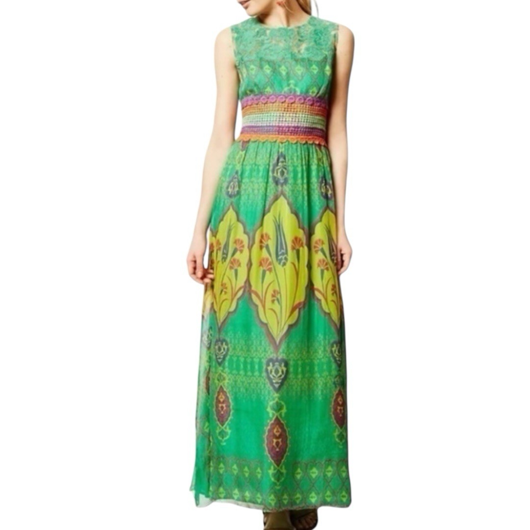 Anthropologie Hemant and Nandita  Silk Maxi Dress - size 14