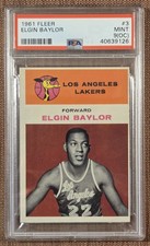 1961 Fleer #3 Elgin Baylor Los Angeles Lakers Rookie Basketball Card PSA 9 OC RC. rookie card picture