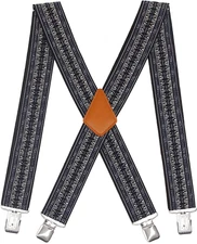 Men Suspenders X Back 2 Inches Wide with Extra Heavy Clips Adjustable Braces 