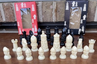 VTG Whitman Chess Pieces Plastic Full Set 2-1/2'' King 1960's Original Box