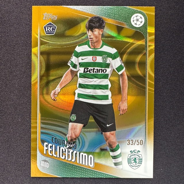 2025-26 Topps UEFA Eduardo Felicissimo Gold Foil Raindrops /50 Rookie RC