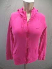 Nike Size S Women Pink Trumb Holes Hooded Pockets Full Zip Activewear Jacket 924