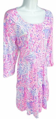 Large Lilly Pulitzer Geanna Swing Dress Raz Berry Sea You Soon Cotton