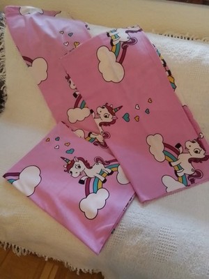 Einhorn Bettwäsche mit Reißverschluss Pink 140x190