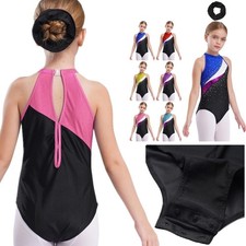 Girl Gymnastic Ballet Dance Leotard Tracksuit Hollow Back Bodysuit with Hairband
