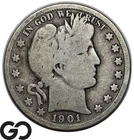 1901 Barber Half Dollar, VG Tougher Date San Francisco Issue